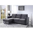 Bowery Hill Gray Velvet Reversible Sleeper Sectional Sofa with Storage Chaise