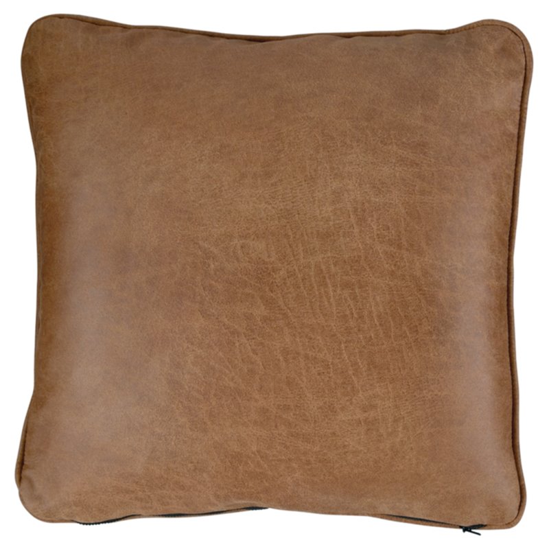 Bowery Hill Modern Faux Leather Caramel Pillow