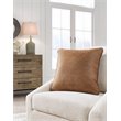 Bowery Hill Modern Faux Leather Caramel Pillow