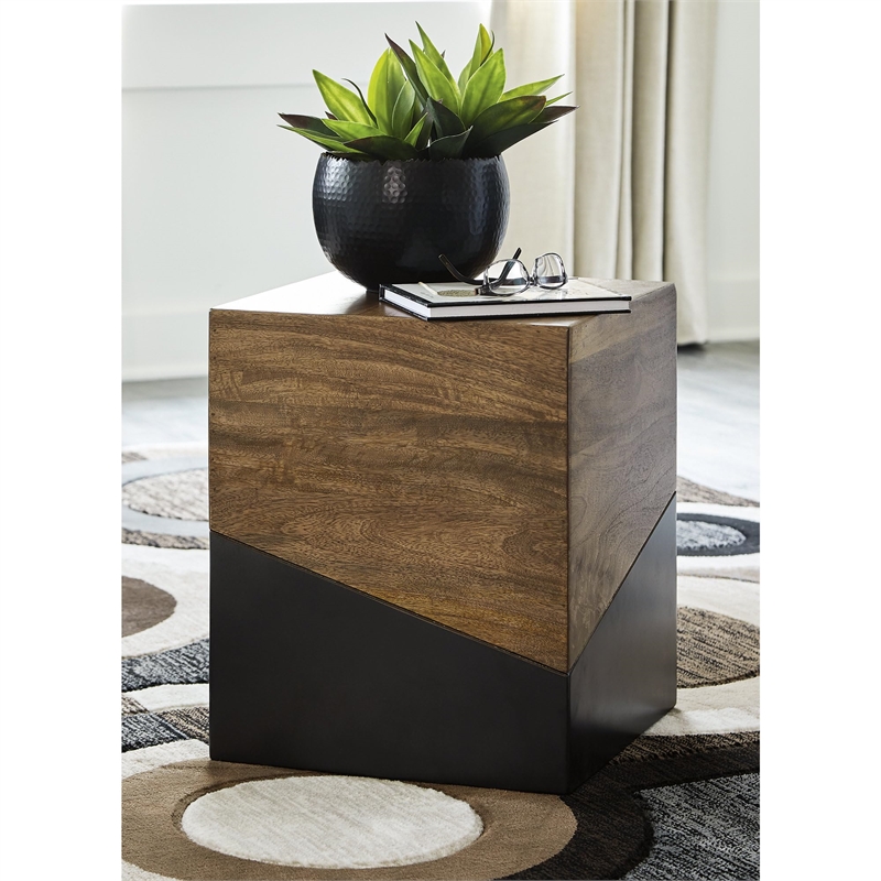 Bowery Hill Brown and Gunmetal Accent Table