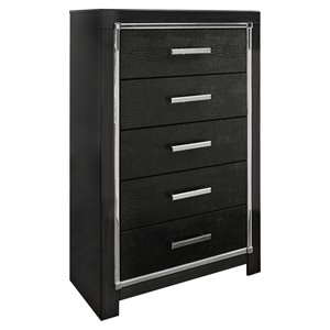 bowery hill 5 drawer wood chest in black