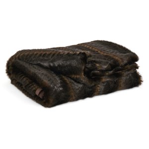 bowery hill brown and black faux fur throw