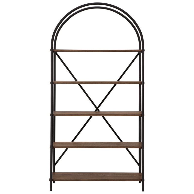 Bowery Hill Brown and Black 5 Shelf Bookcase