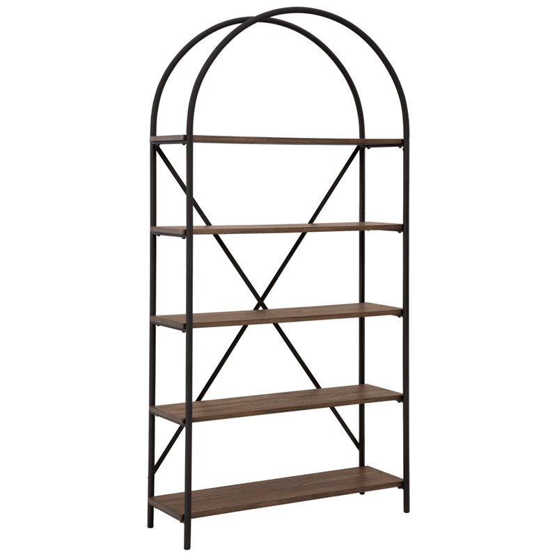 Bowery Hill Brown and Black 5 Shelf Bookcase
