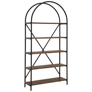 Bowery Hill Brown and Black 5 Shelf Bookcase