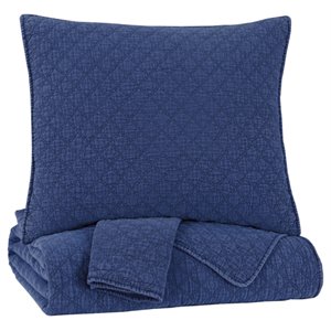 bowery hill king microfiber coverlet set in navy
