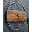 Bowery Hill Wood Wall Clock in Brown & Silver