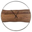 Bowery Hill Wood Wall Clock in Brown & Silver