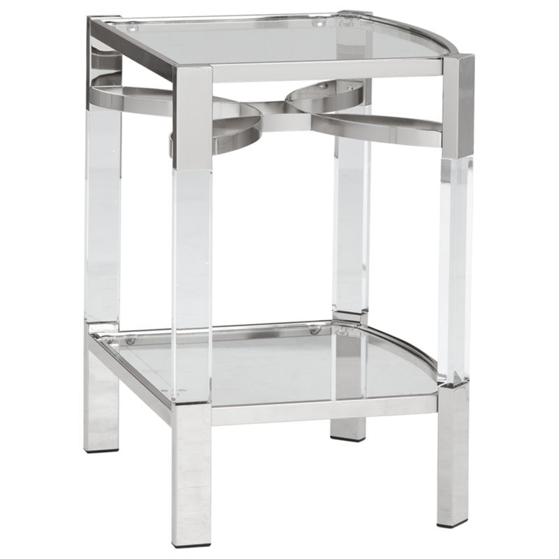Bowery Hill Clear Acrylic and Silver Accent Table