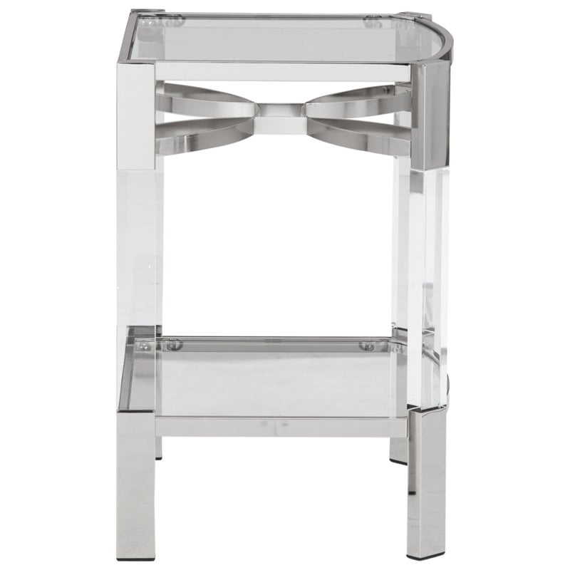 Bowery Hill Clear Acrylic and Silver Accent Table