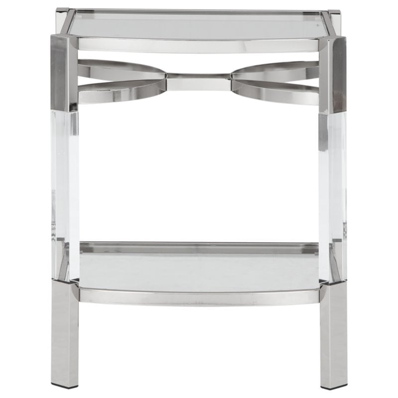 Bowery Hill Clear Acrylic and Silver Accent Table