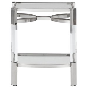 bowery hill clear acrylic and silver accent table