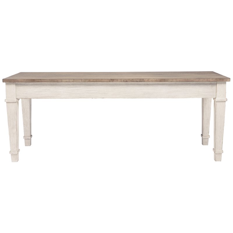 Bowery Hill Wood Storage Bench in White & Light Brown