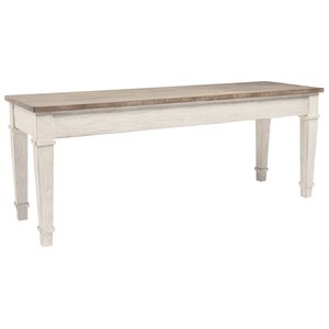 Bowery Hill Wood Storage Bench in White & Light Brown