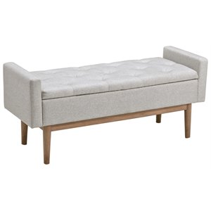 Bowery Hill Contemporary Beige and Brown Storage Bench