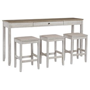 bowery hill 4 piece dining set in white and light brown