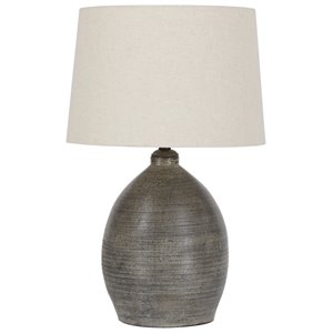 Bowery Hill Single Ceramic Table Lamp in Gray Terracotta