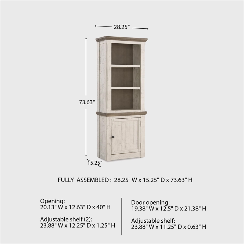 Bowery Hill Right Wood Pier Cabinet in White Wash & Gray