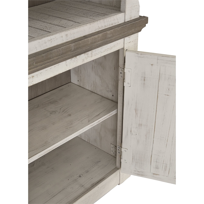 Bowery Hill Right Wood Pier Cabinet in White Wash & Gray
