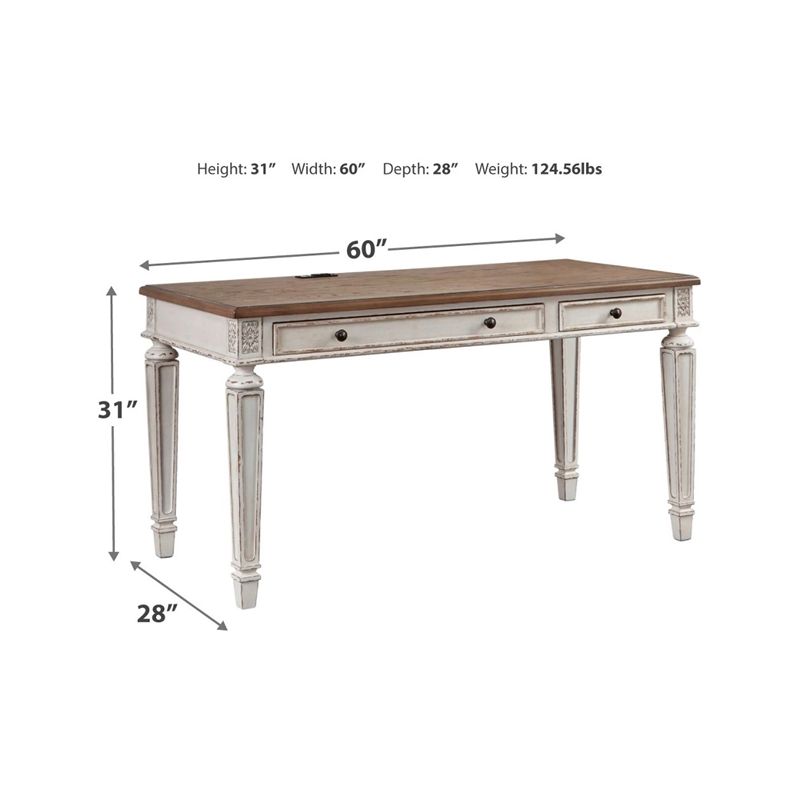 Bowery Hill Traditional Engineered Wood Computer Desk with USB Ports in White
