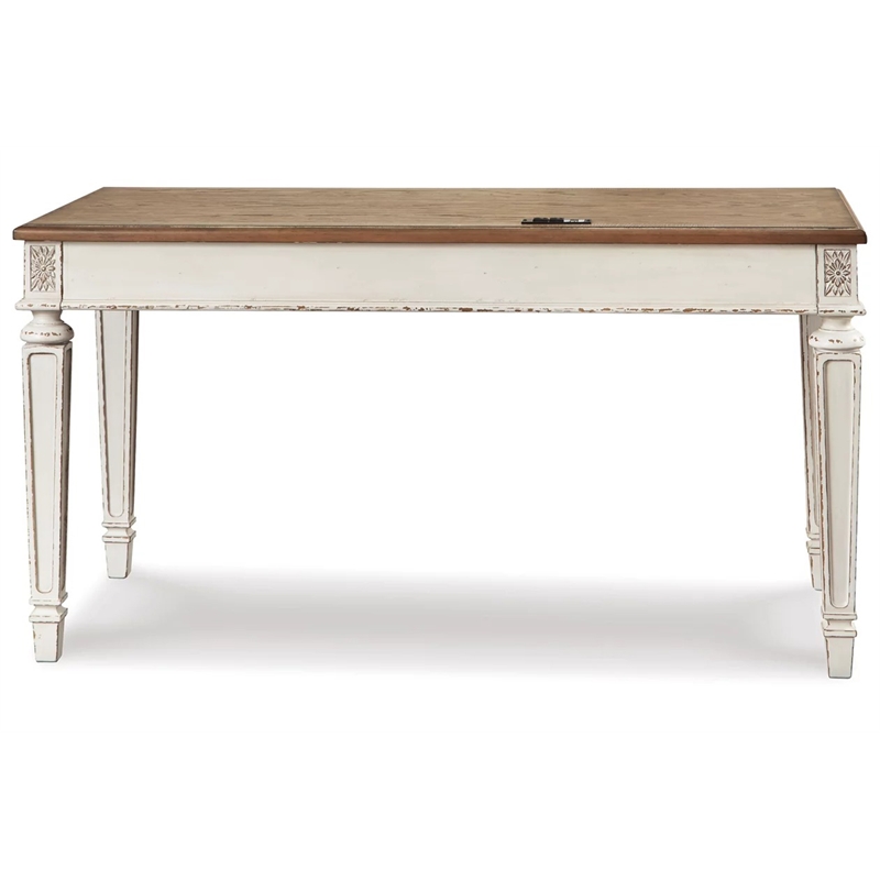 Bowery Hill Traditional Engineered Wood Computer Desk with USB Ports in White