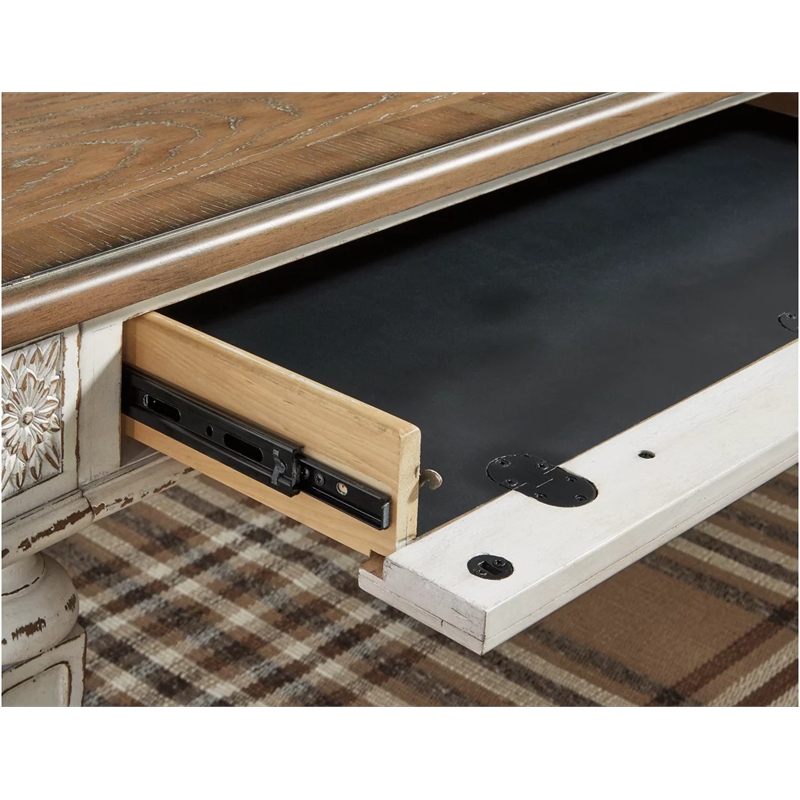 Bowery Hill Traditional Engineered Wood Computer Desk with USB Ports in White