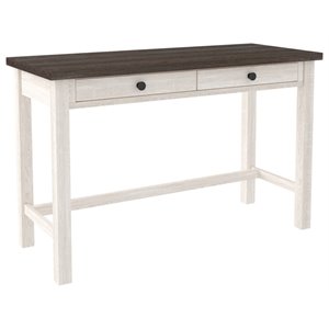 bowery hill home office wood desk in antique white & gray