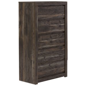 bowery hill five drawer engineered wood chest in charcoal