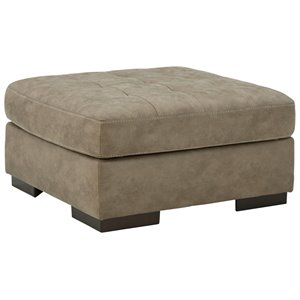 bowery hill oversized fabric accent ottoman in pebble beige