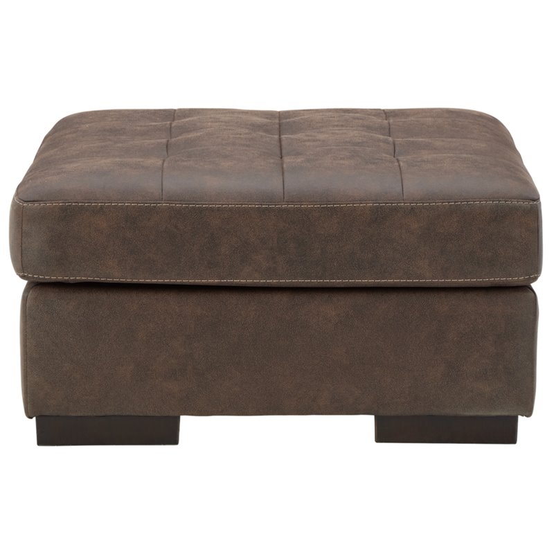 Bowery Hill Oversized Polyurethane Accent Ottoman in Walnut