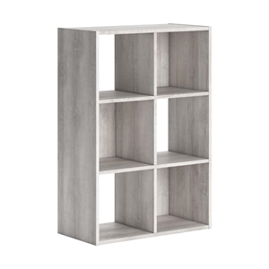 Bowery Hill Six Cube Engineered Wood Organizer in White Wash