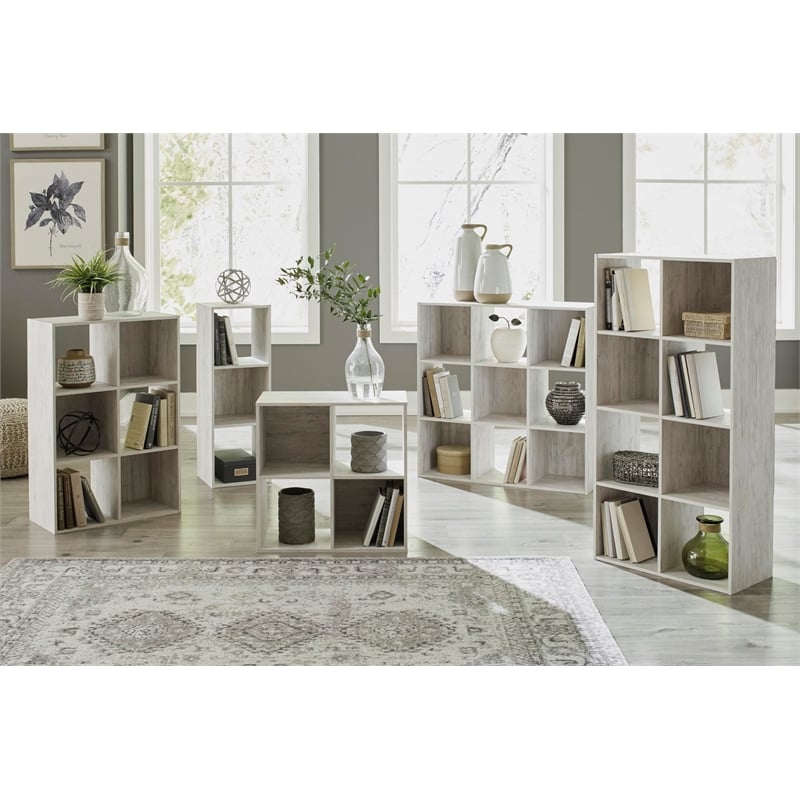 Bowery Hill Six Cube Engineered Wood Organizer in White Wash