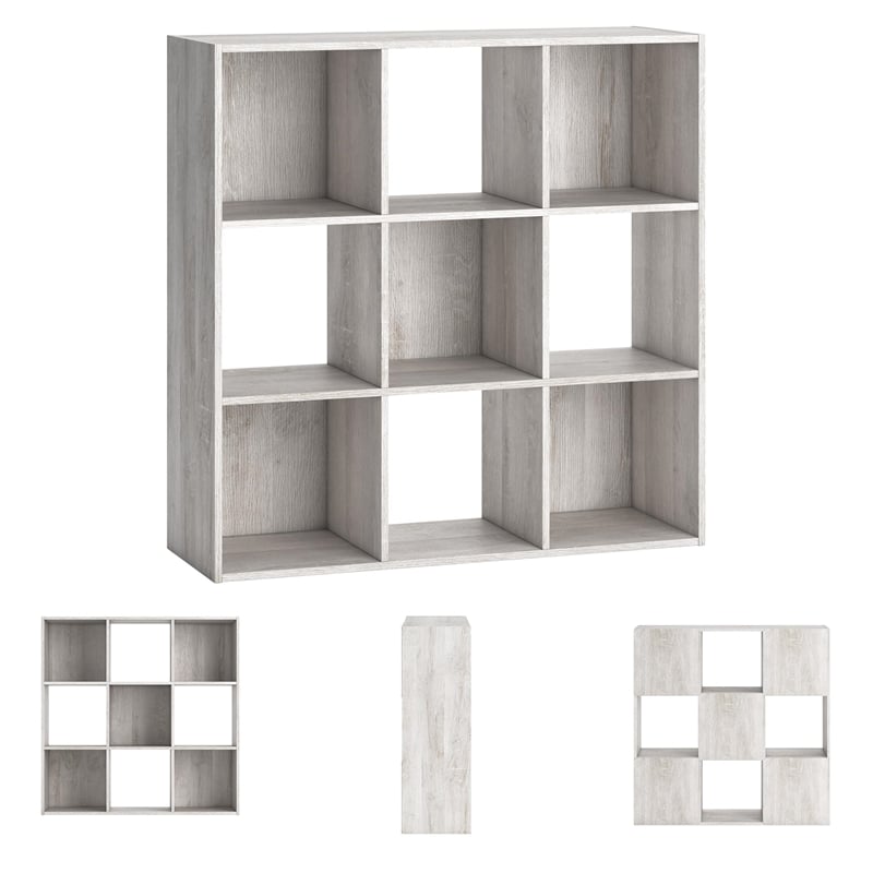 Bowery Hill Nine Cube Engineered Wood Organizer in White Wash