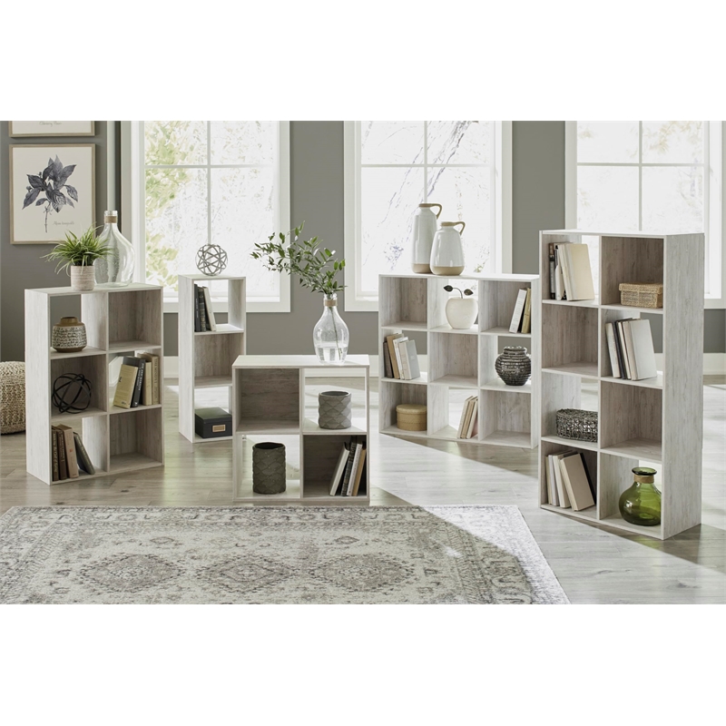 Bowery Hill Nine Cube Engineered Wood Organizer in White Wash