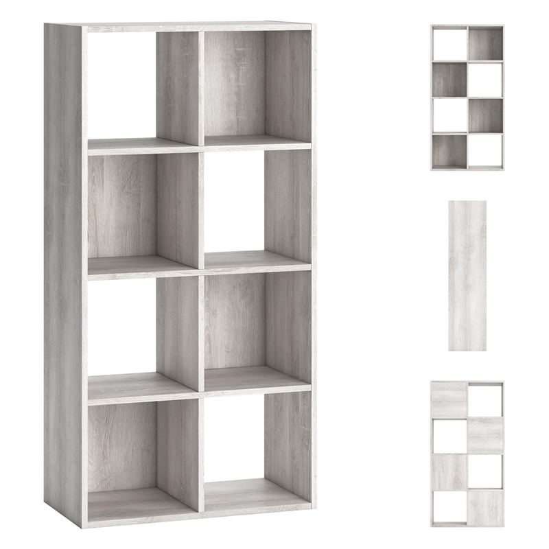 Bowery Hill Eight Cube Engineered Wood Organizer in White Wash