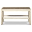 Bowery Hill Single Wood Counter Bench in Antique White & Brown