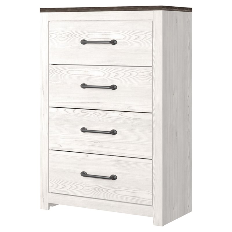Bowery Hill Four Drawer Engineered Wood Chest in Gray and White
