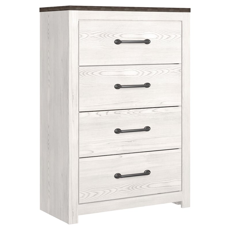 Bowery Hill Four Drawer Engineered Wood Chest in Gray and White