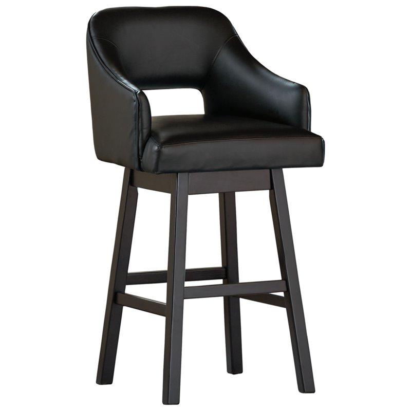 Bowery Hill Wood Swivel Barstool Set in Black & Brown
