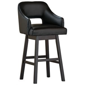 Bowery Hill Wood Swivel Barstool Set in Black & Brown