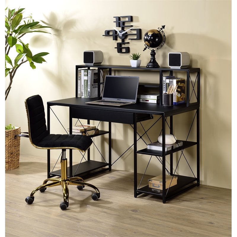 Bowery Hill Rectangular Table Top Desk in Black