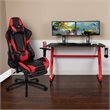 Bowery Hill Z-Frame Gaming Desk and Reclining Swivel Chair in Red
