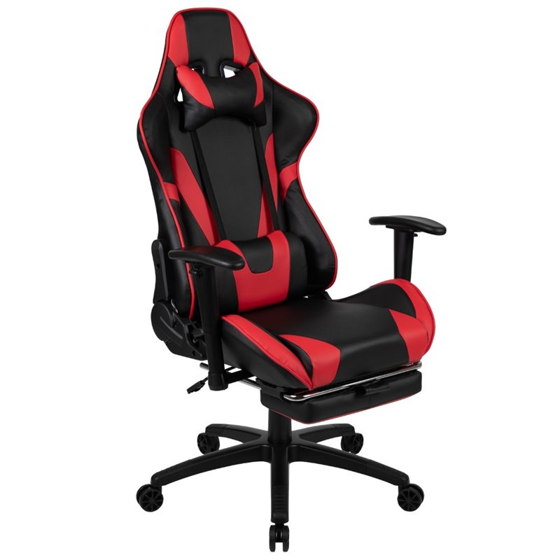 Bowery Hill Gaming Desk and Reclining Swivel Chair in Black and Red