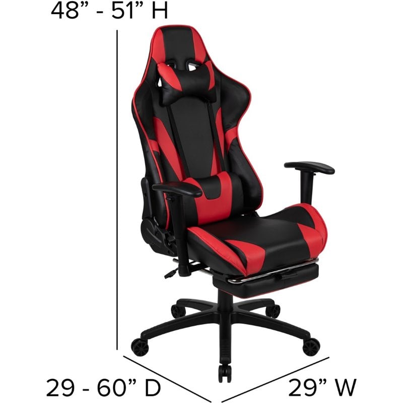 Bowery Hill Gaming Desk and Reclining Swivel Chair in Black and Red