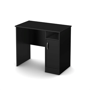 Bowery Hill Transitional Wood Small Computer Desk in Pure Black