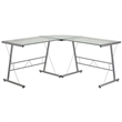 Bowery Hill Contemporary Glass L-Shaped Desk in Clear/Silver