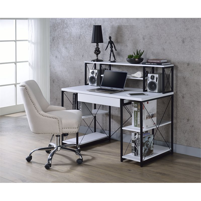 Bowery Hill Rectangular Table Top Desk in White