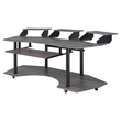 Bowery Hill Contemporary 4-Shelf Wood Music Recording Studio Desk in Black Oak