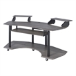 Bowery Hill Contemporary 3-Shelf Wood Music Recording Studio Desk in Black Oak