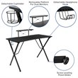 Bowery Hill 2 Piece Gaming Desk Set with Monitor Stand in Black